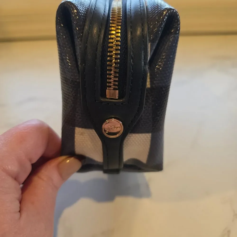 J. Crew Navy and White Gingham Pouch